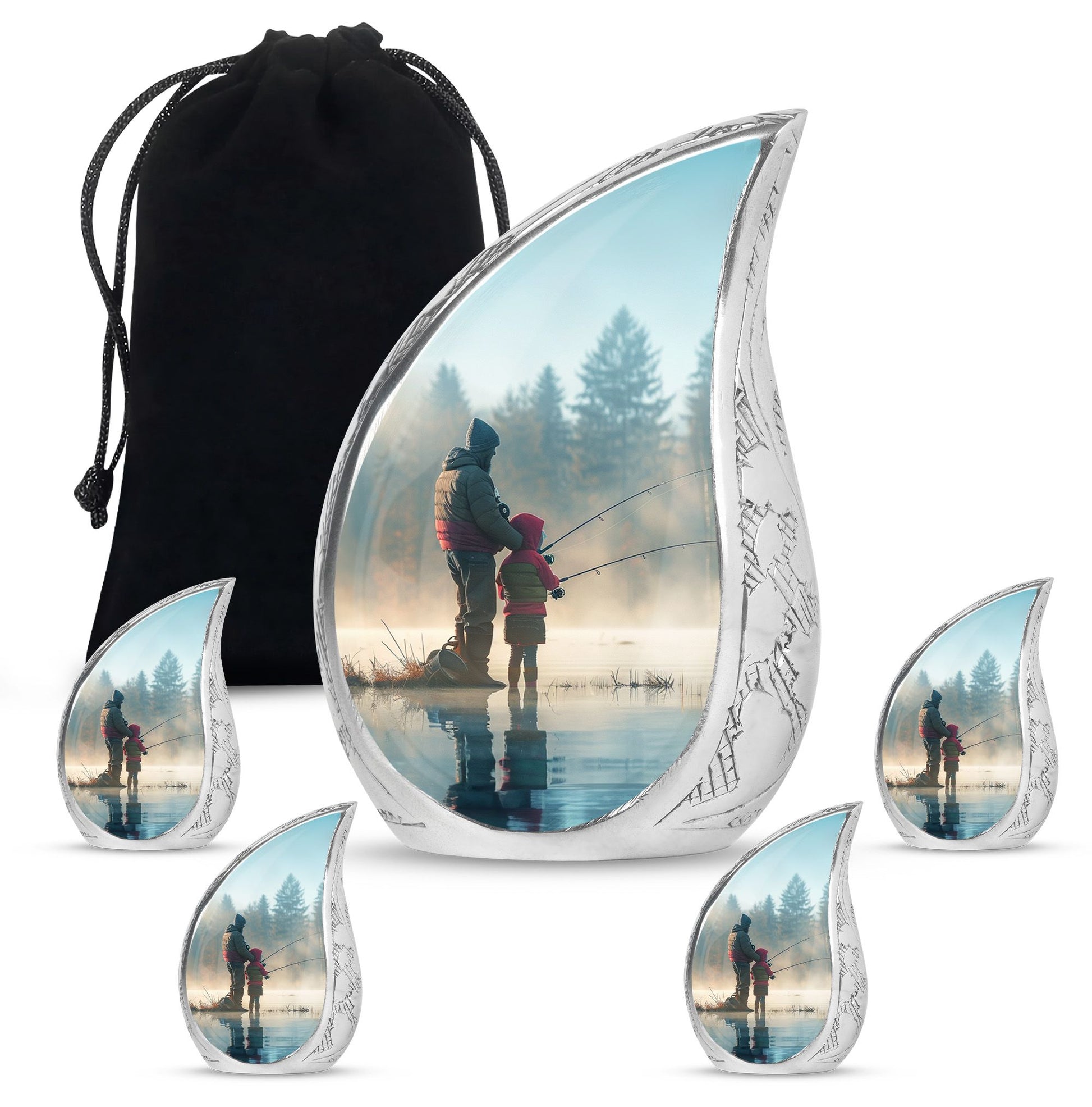 Fishing Adult Cremation Urns For Ashes - Father And Daughter Memorial Urn