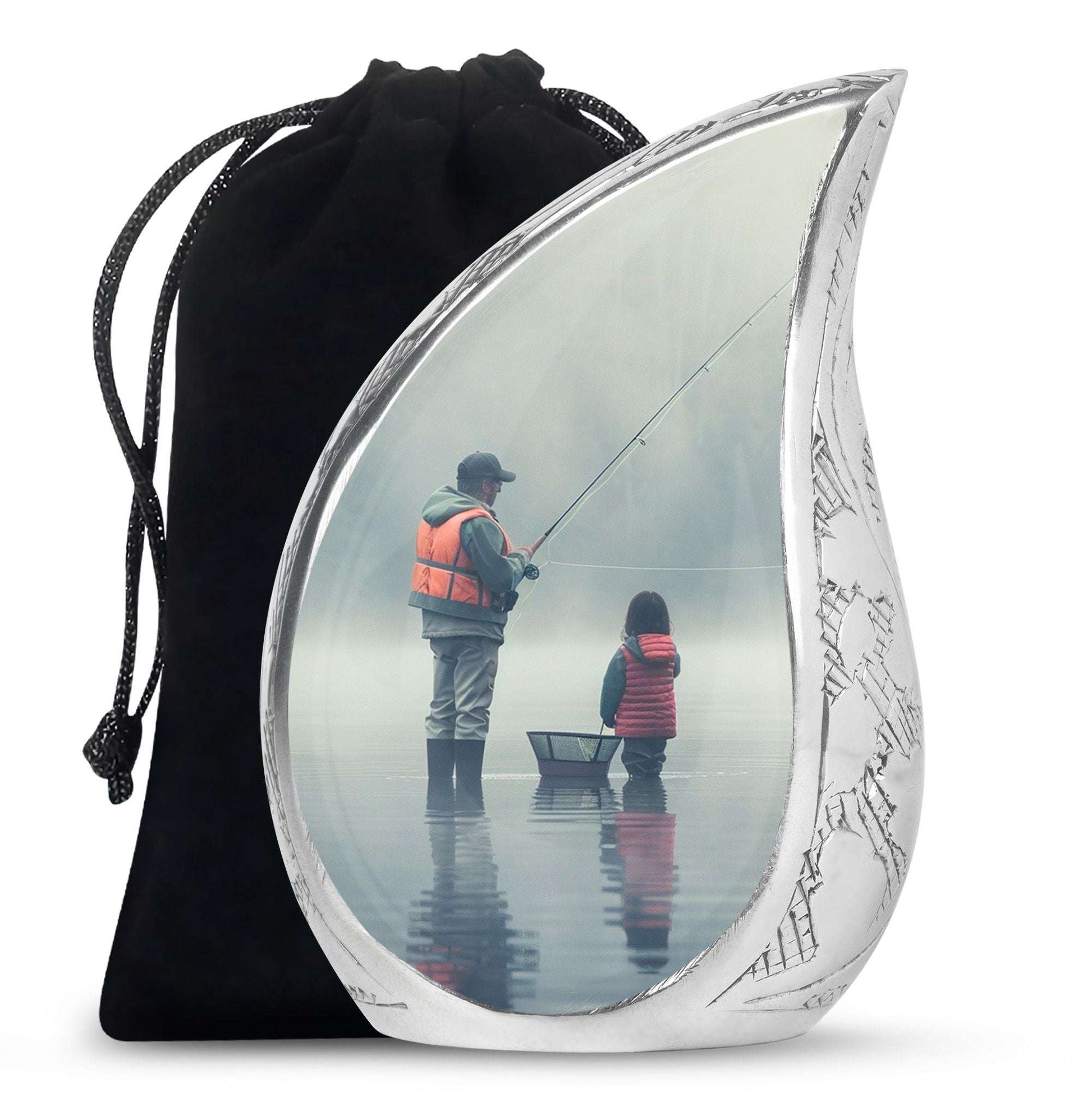 Fishing Memorial Urn For Fathers - Fishermen Cremation Urn For Funeral
