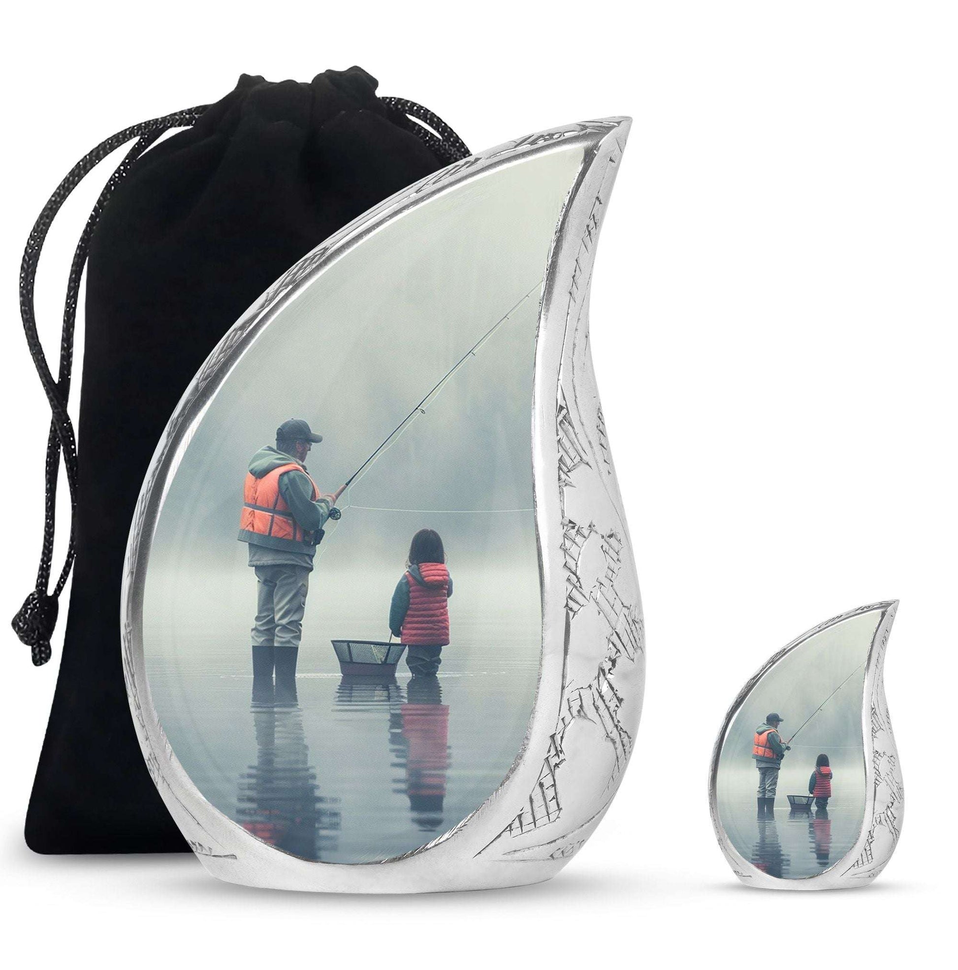 Fishing Memorial Urn For Fathers - Fishermen Cremation Urn For Funeral