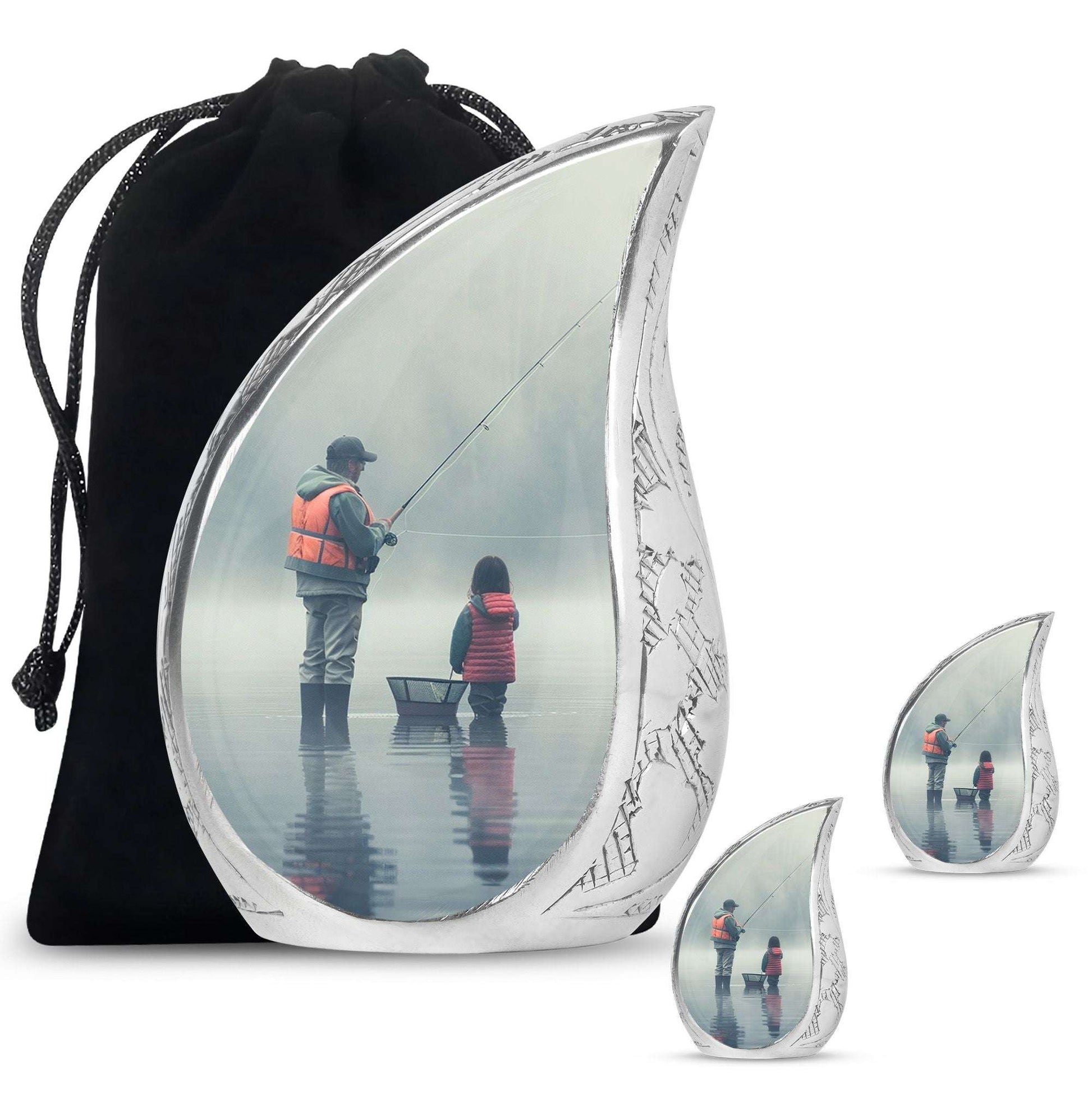 Fishing Memorial Urn For Fathers - Fishermen Cremation Urn For Funeral