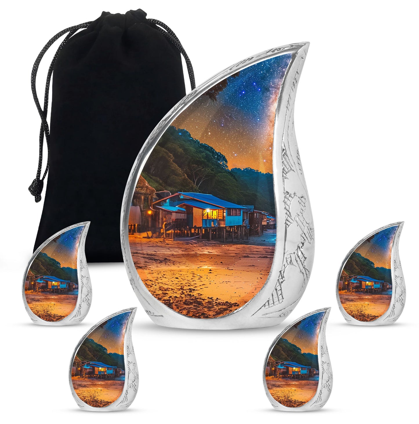 Personalized Beach Memorial Urn for Dad - 10-inch, 200 cu in - Yatskia
