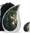 Majestic White Cat Urns For Funeral - Cat & Butterfly Memorial Urn