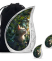 Majestic White Cat Urns For Funeral - Cat & Butterfly Memorial Urn
