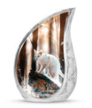 White Cat Ashes Urn For Cremation - Memorial Urns For Cat Lovers