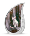 White Cat Cremation Urn For Mom Ashes - Pet Memorial Urn For Cats