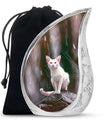 White Cat Cremation Urn For Mom Ashes - Pet Memorial Urn For Cats