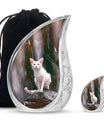 White Cat Cremation Urn For Mom Ashes - Pet Memorial Urn For Cats