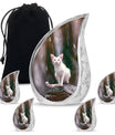 White Cat Cremation Urn For Mom Ashes - Pet Memorial Urn For Cats