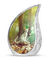 White Cat Urns For Funeral Ashes - Green Pet Cremation Urn For Cats
