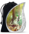 White Cat Urns For Funeral Ashes - Green Pet Cremation Urn For Cats
