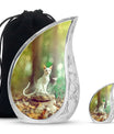 White Cat Urns For Funeral Ashes - Green Pet Cremation Urn For Cats