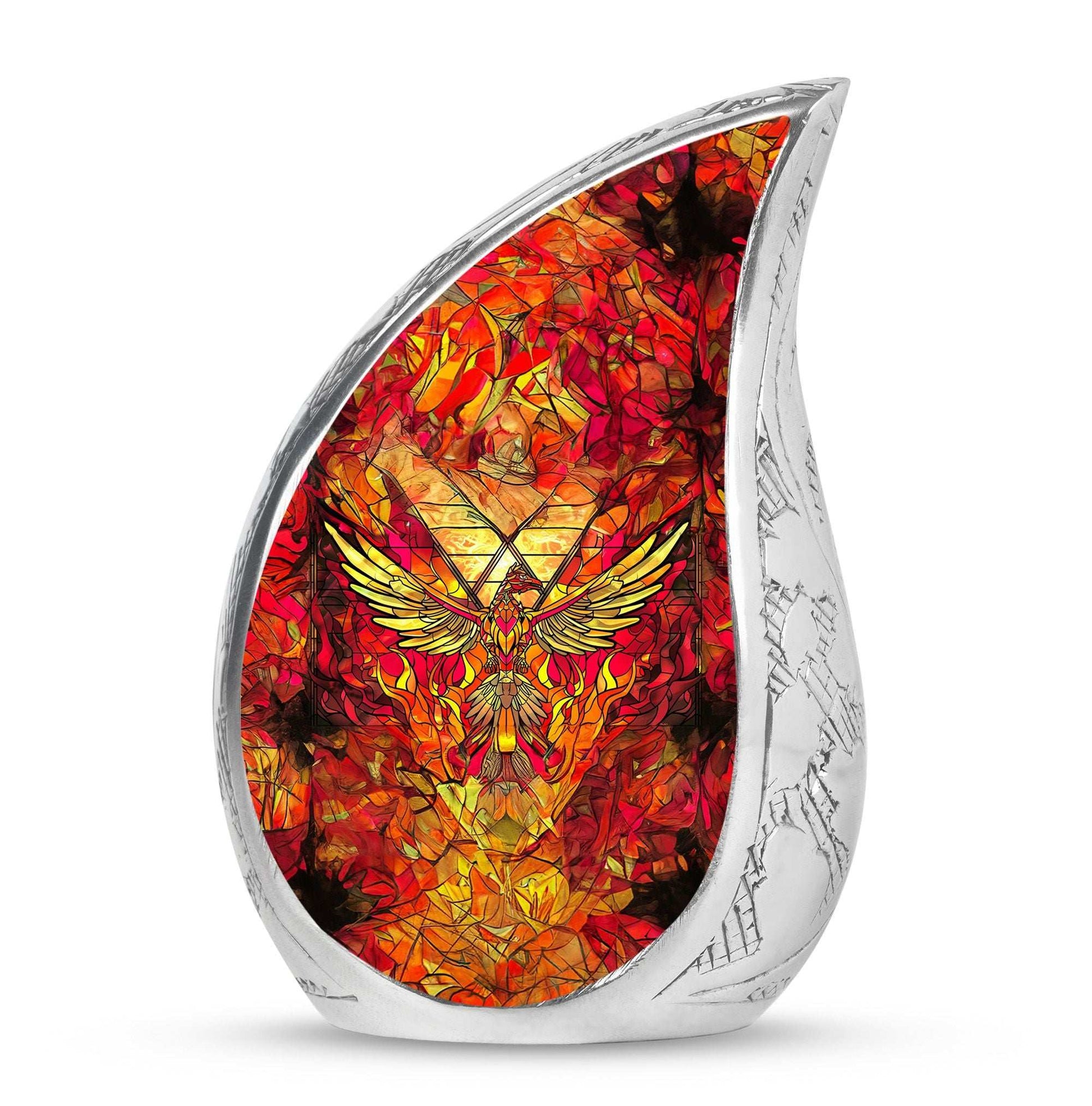 Phoenix Human Ashes Urns Large - Orange Phoenix Art Urn For Funeral