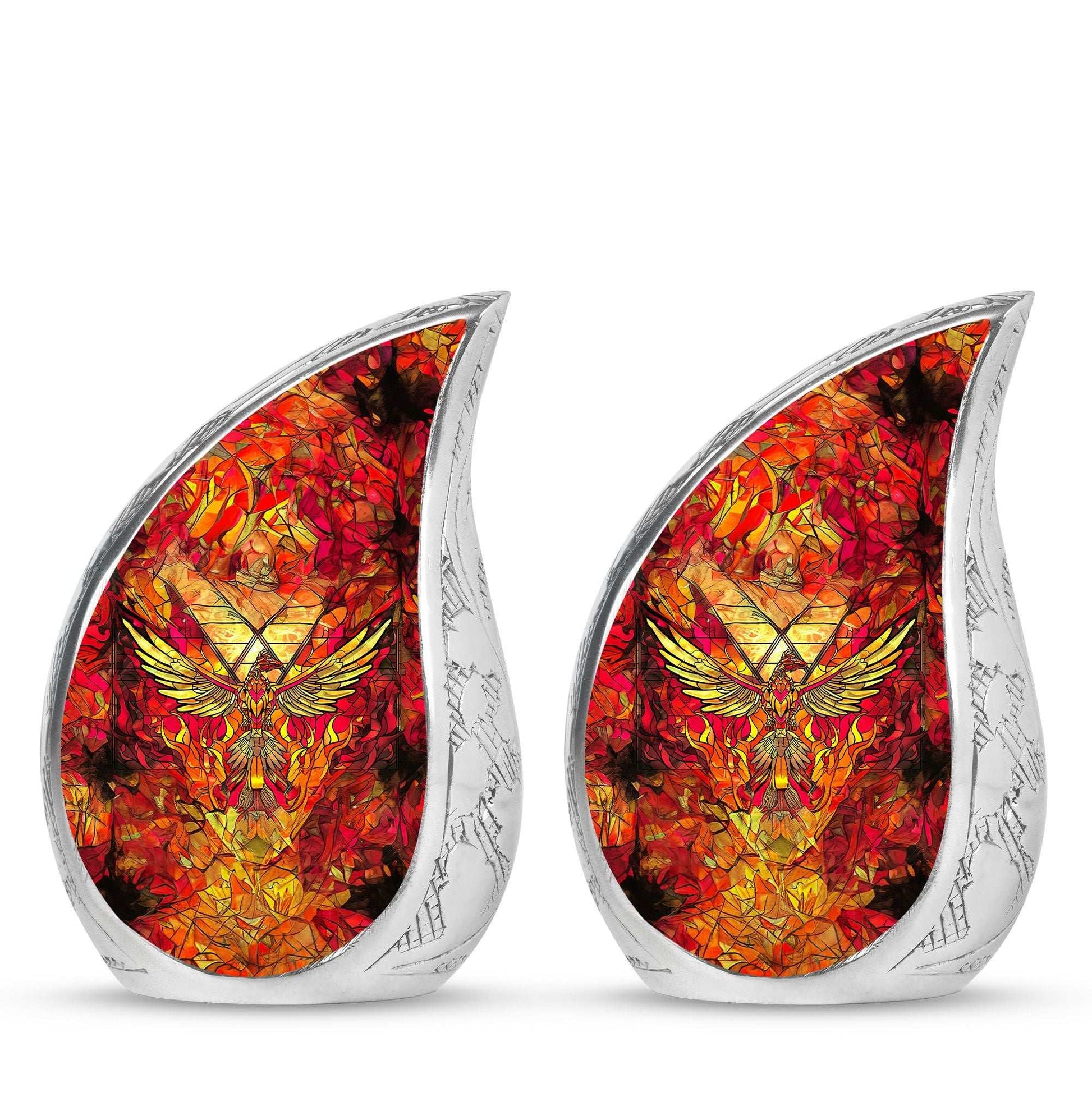 Phoenix Human Ashes Urns Large - Orange Phoenix Art Urn For Funeral