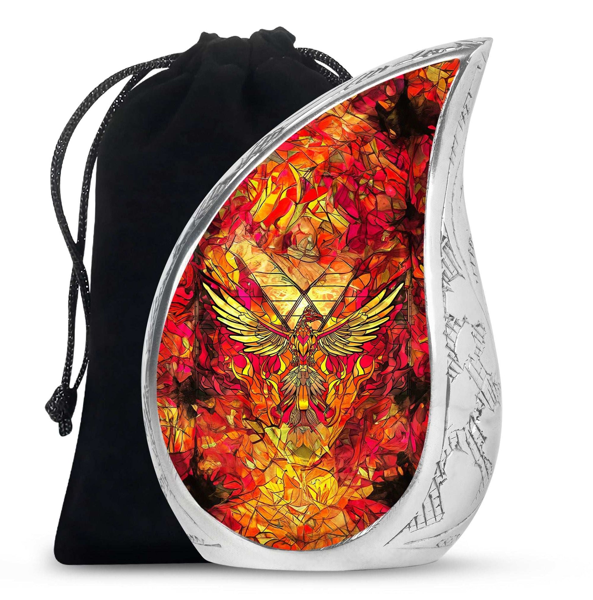 Phoenix Human Ashes Urns Large - Orange Phoenix Art Urn For Funeral