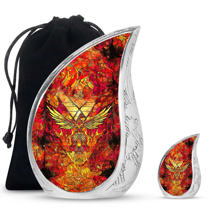 Phoenix Human Ashes Urns Large - Orange Phoenix Art Urn For Funeral