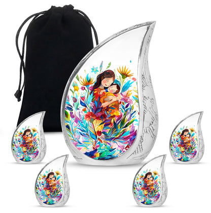 Colorful Personalized Mother Memorial Urn for Human Ashes - 10-inch, 200 cu in - Yatskia