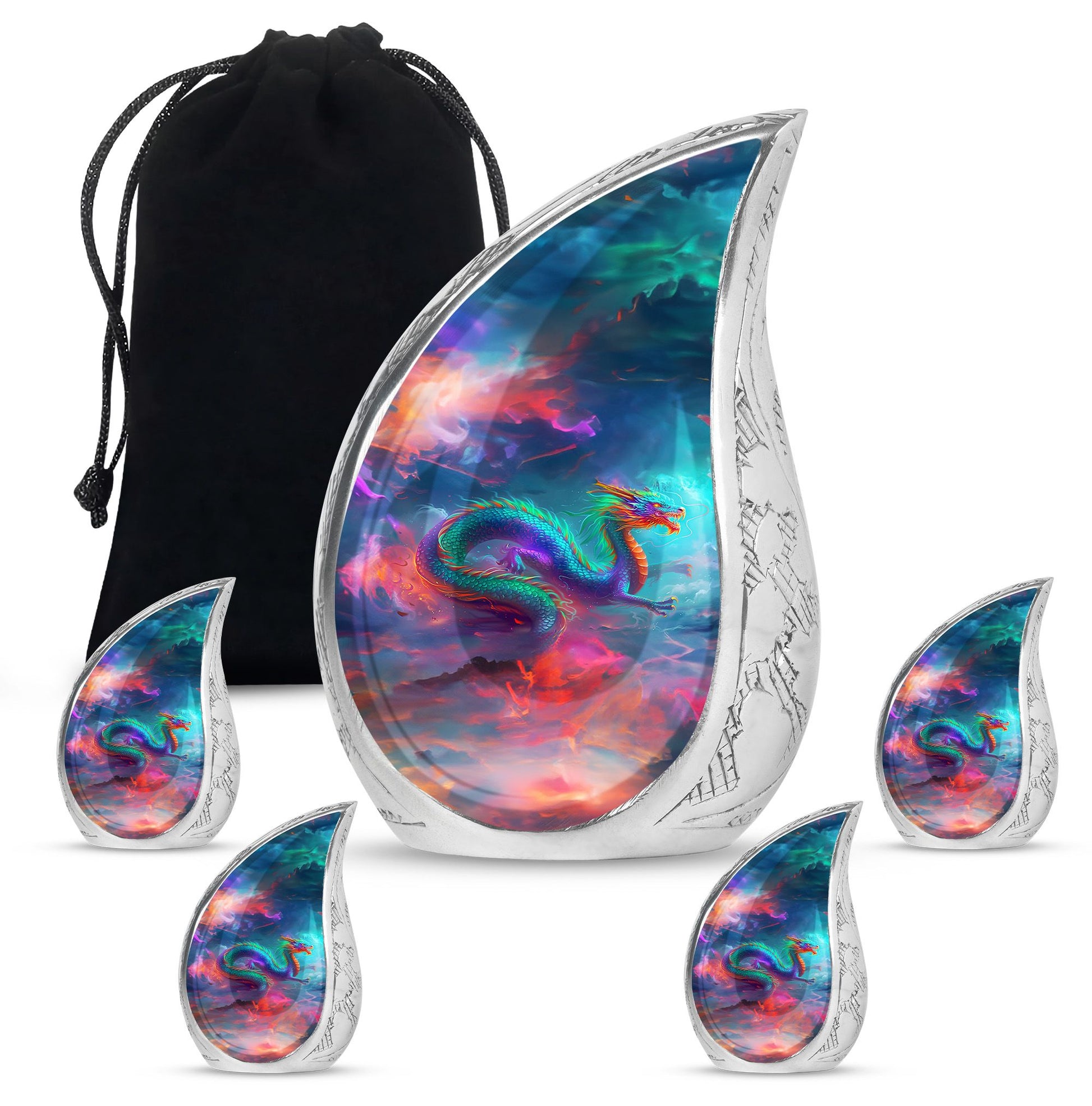 Colorful Dragon Small Urns For Women - Majestic Dragon Memorial Urn