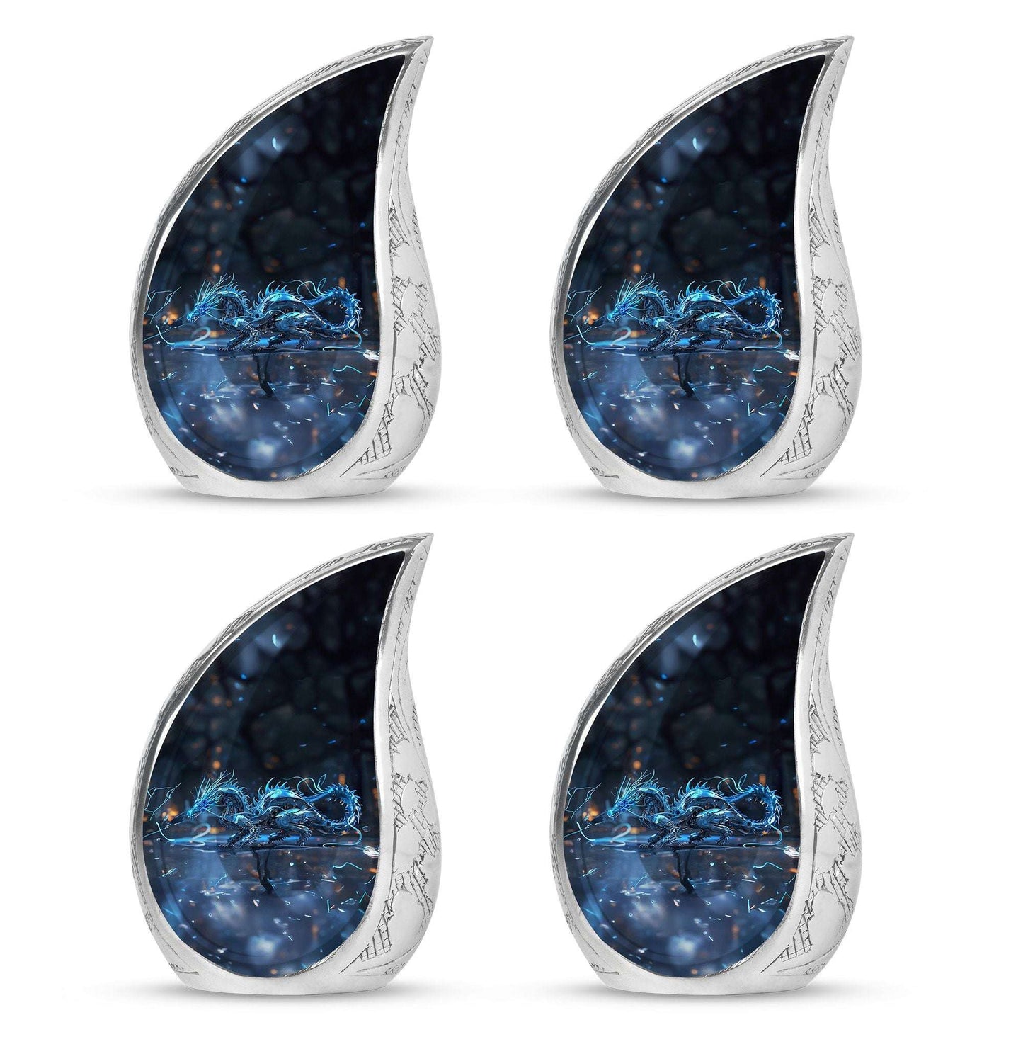 Blue Dragon Cremation Urn For Ashes - Robotic Dragon Ashes Memorial Urn