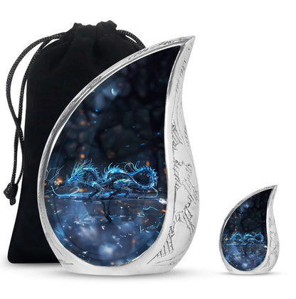 Blue Dragon Cremation Urn For Ashes - Robotic Dragon Ashes Memorial Urn