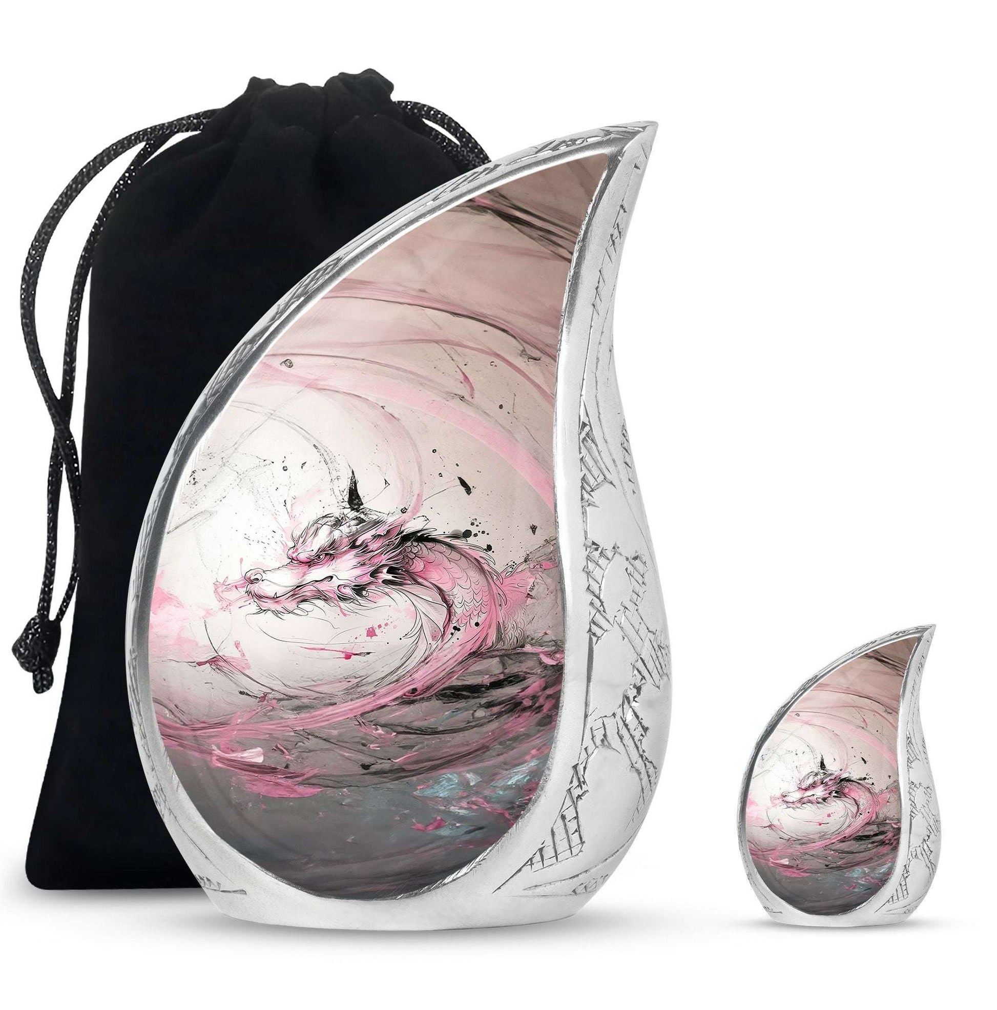 Pink Dragon Keepsake & Large Cremation Urns For Human Ashes