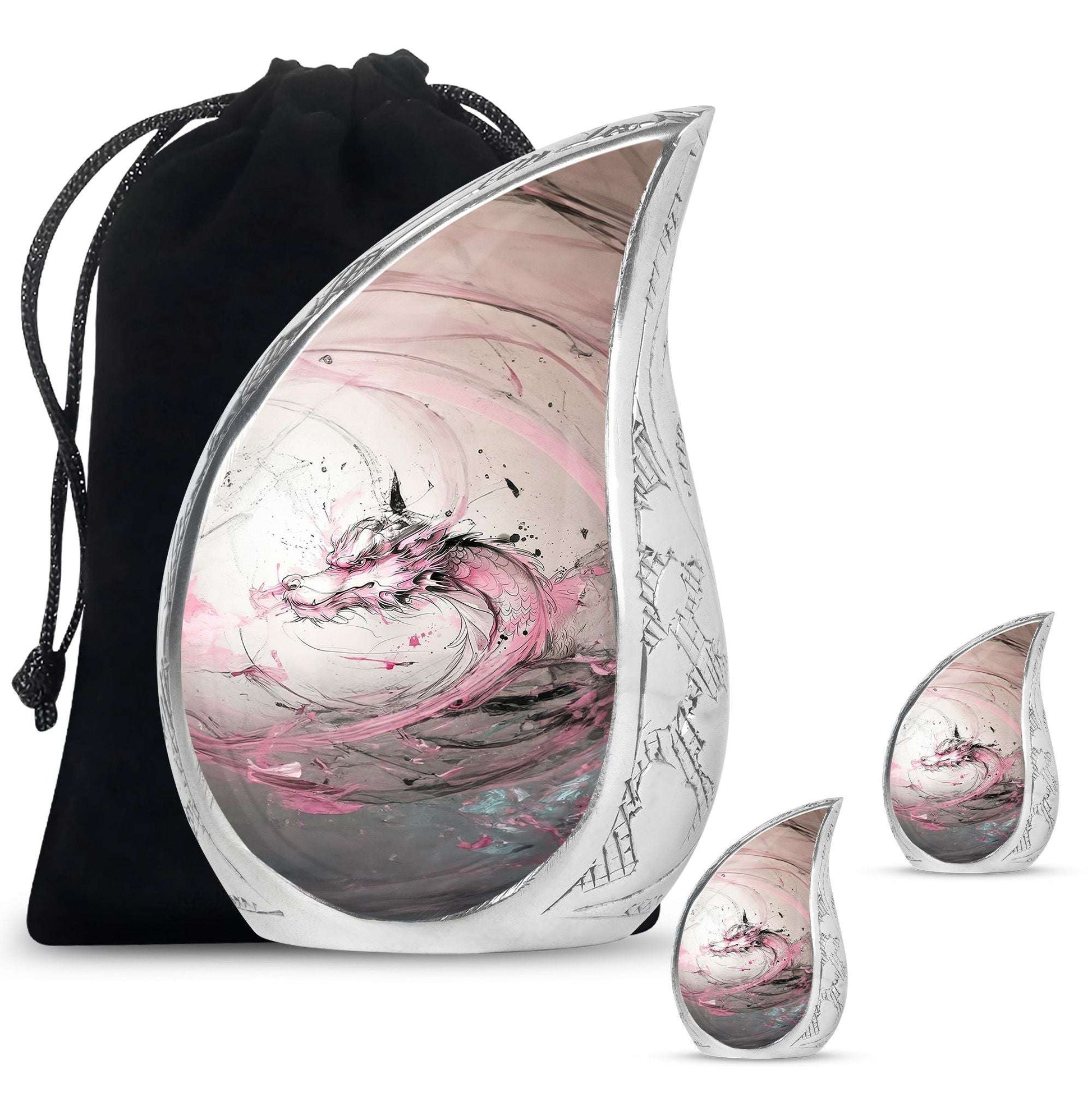 Pink Dragon Keepsake & Large Cremation Urns For Human Ashes