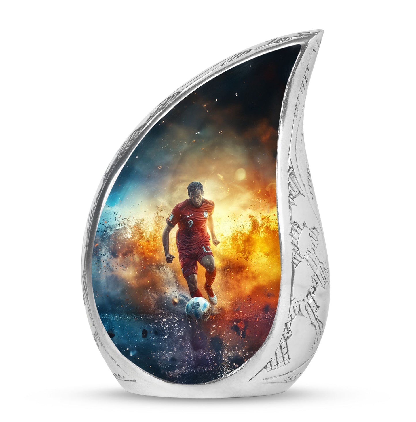 Personalized Soccer Cremation Urn for Human Ashes - 10-inch, 200 cu in - Yatskia