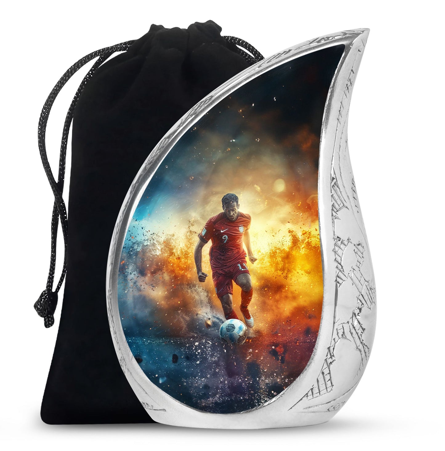 Personalized Soccer Cremation Urn for Human Ashes - 10-inch, 200 cu in - Yatskia