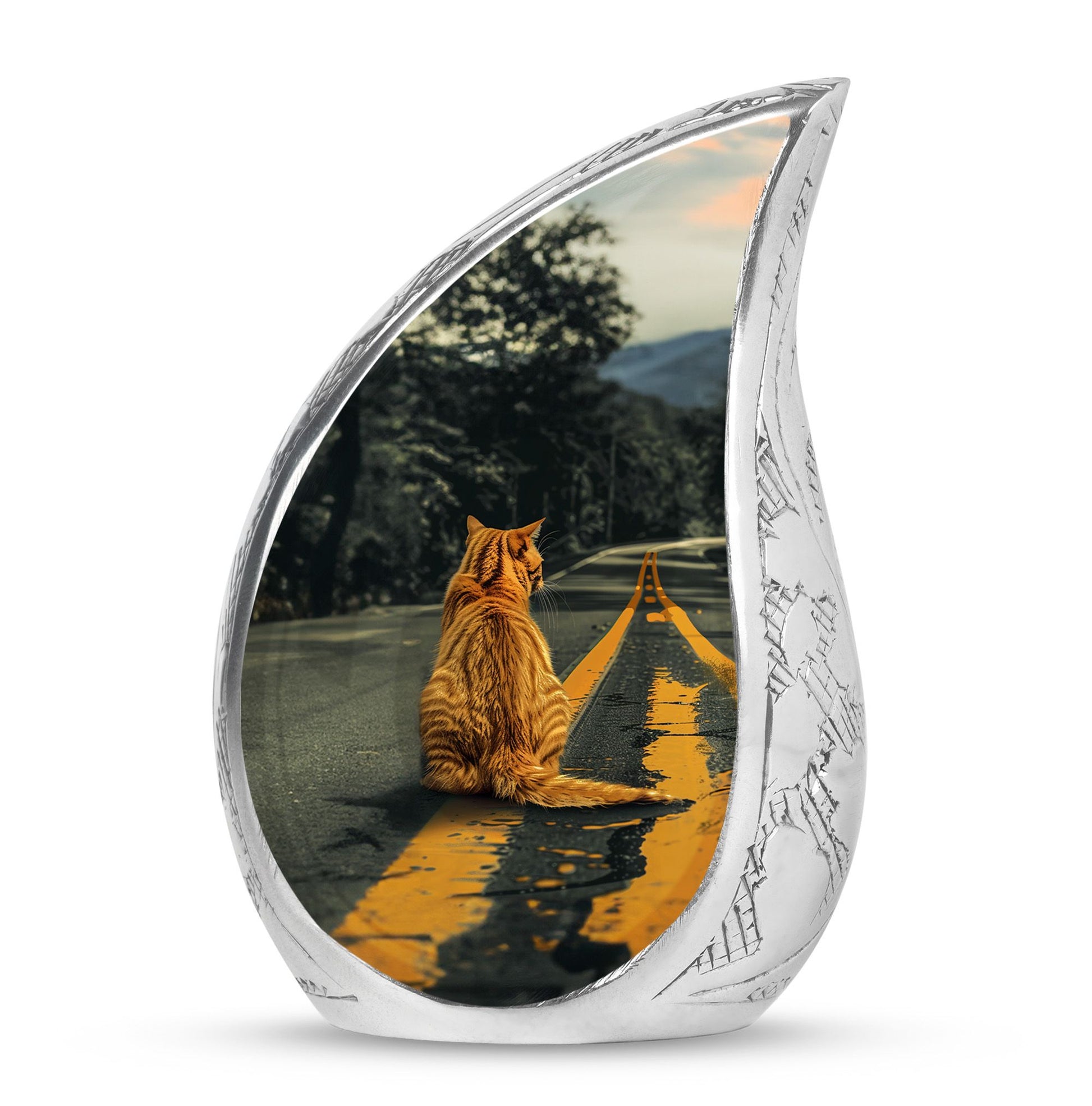 Orange Cat Mini Keepsake Funeral, Ashes Cremation Urn For Ashes