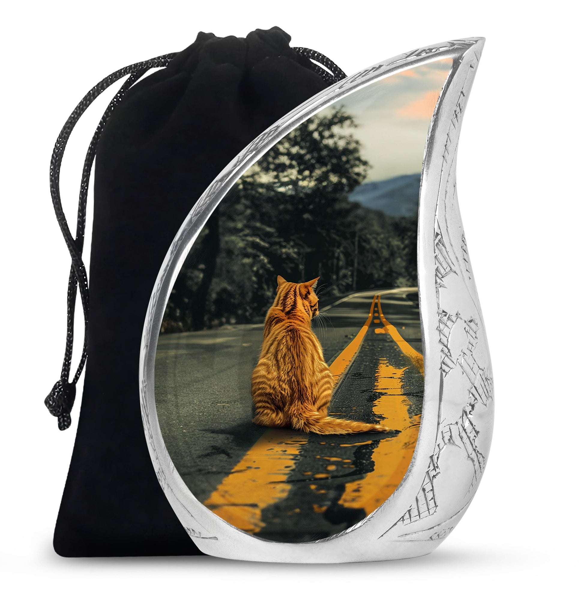 Orange Cat Mini Keepsake Funeral, Ashes Cremation Urn For Ashes