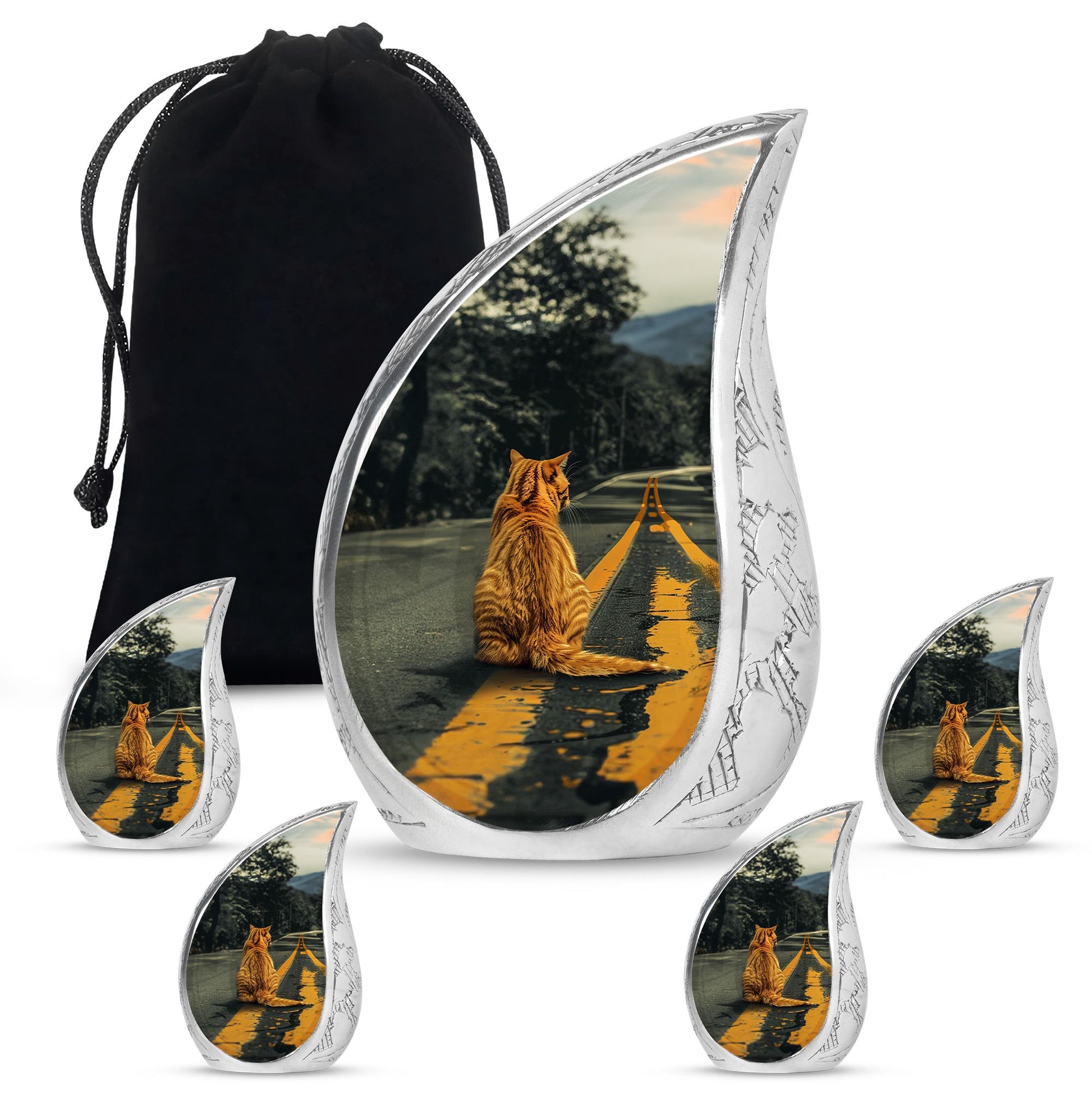 Orange Cat Mini Keepsake Funeral, Ashes Cremation Urn For Ashes