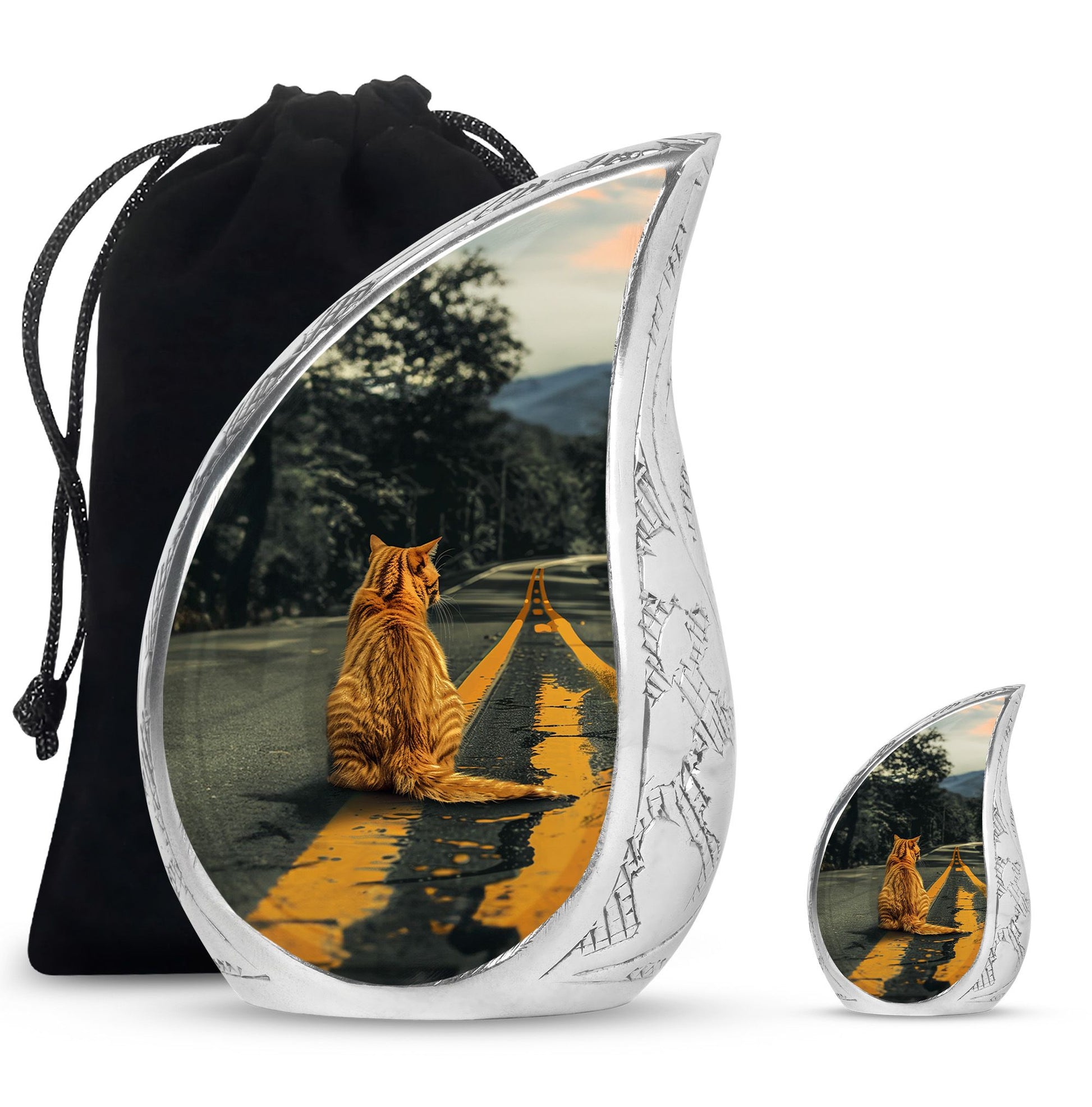 Orange Cat Mini Keepsake Funeral, Ashes Cremation Urn For Ashes