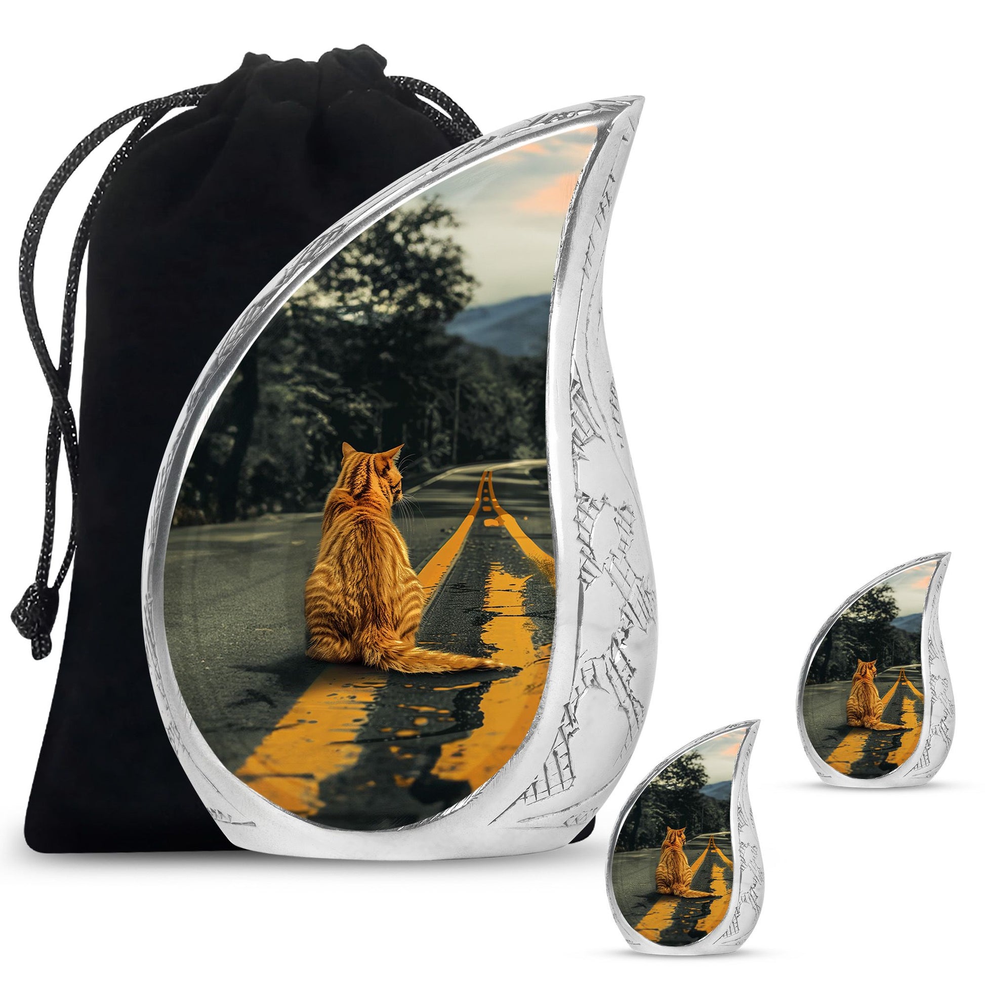 Orange Cat Mini Keepsake Funeral, Ashes Cremation Urn For Ashes