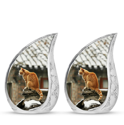 Orange Personalized Cat Keepsake Urn for Pet Ashes - Yatskia