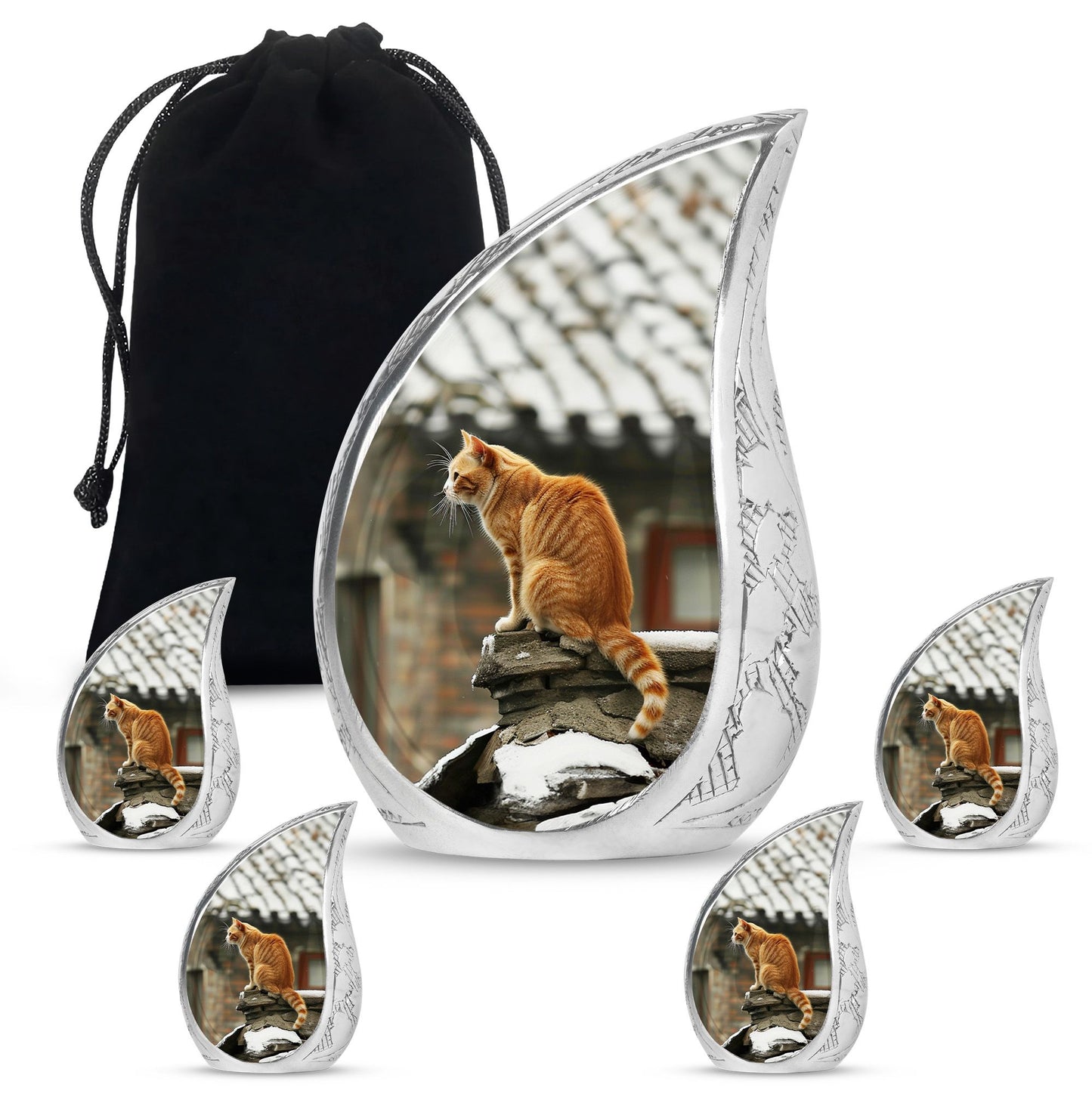 Orange Personalized Cat Keepsake Urn for Pet Ashes - Yatskia
