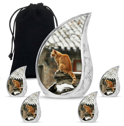 Orange Personalized Cat Keepsake Urn for Pet Ashes - Yatskia