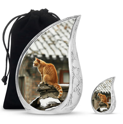Orange Personalized Cat Keepsake Urn for Pet Ashes - Yatskia