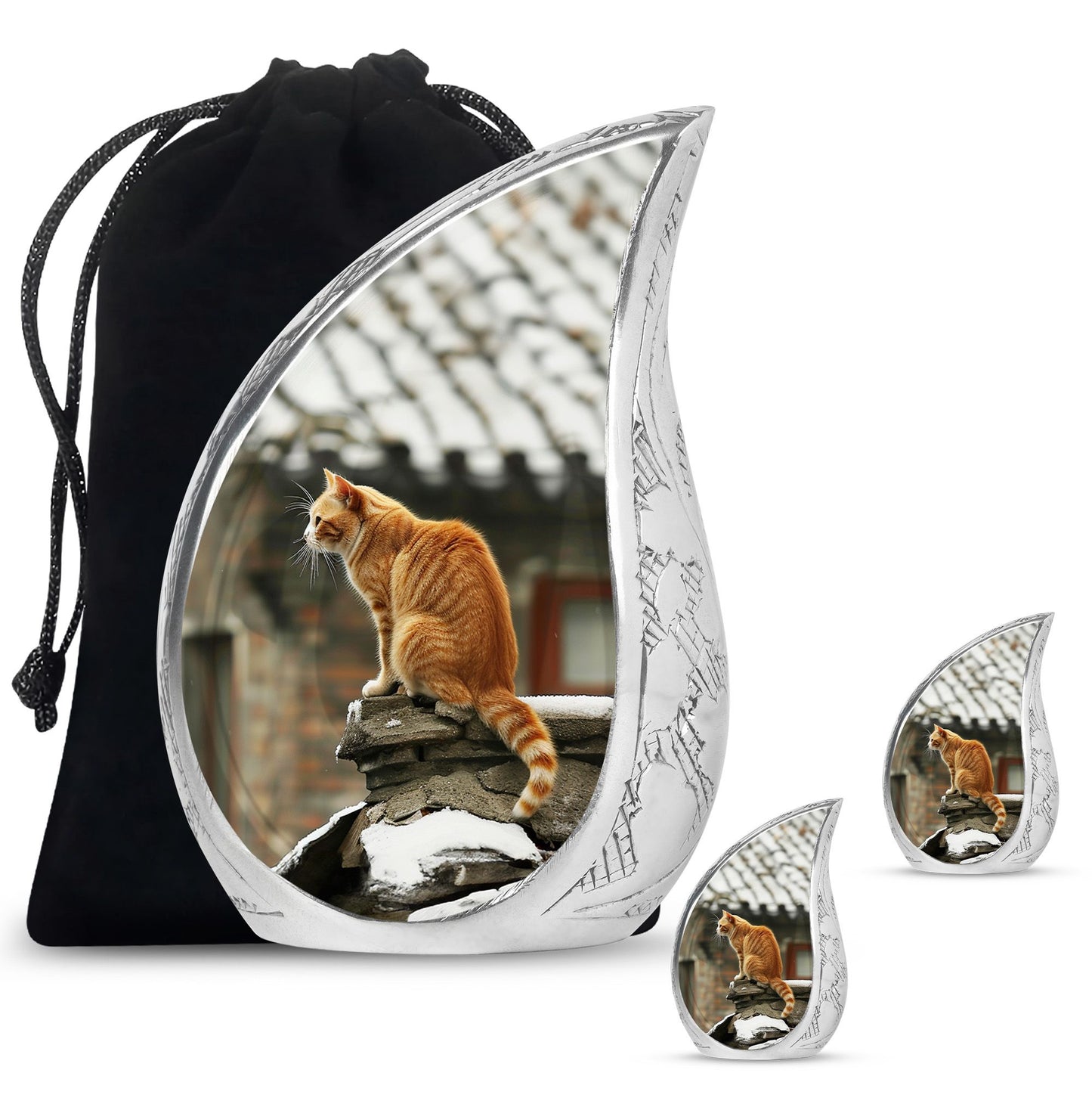 Orange Personalized Cat Keepsake Urn for Pet Ashes - Yatskia