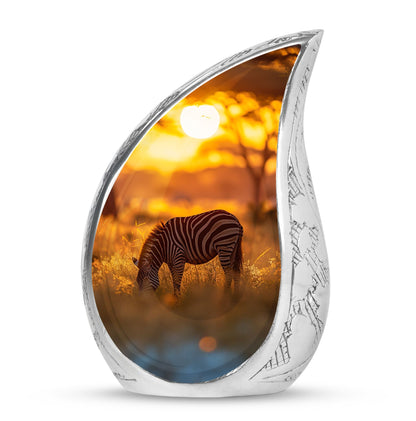 Personalized Zebra Keepsake Urn for Human Ashes - 10-inch, 200 cu in - Yatskia