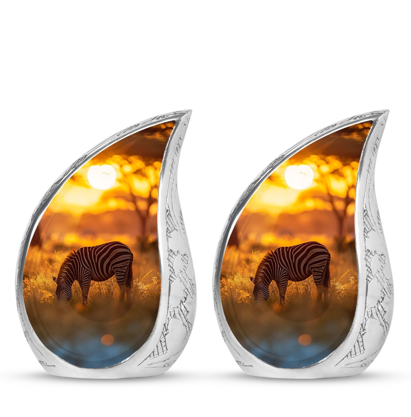 Personalized Zebra Keepsake Urn for Human Ashes - 10-inch, 200 cu in - Yatskia
