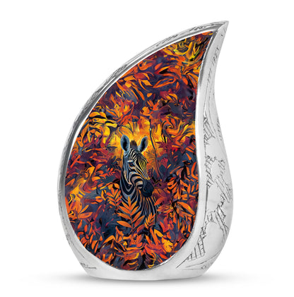Personalized Zebra Keepsake Urn for Human Ashes - 10-inch, 200 cu in - Yatskia