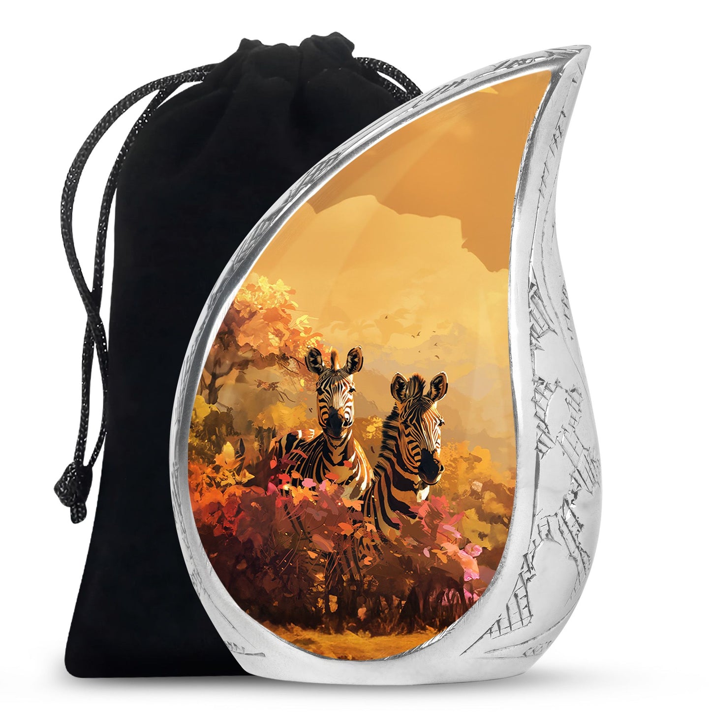 Personalized Zebra Cremation Urn for Human Ashes - 10-inch, 200 cu in - Yatskia
