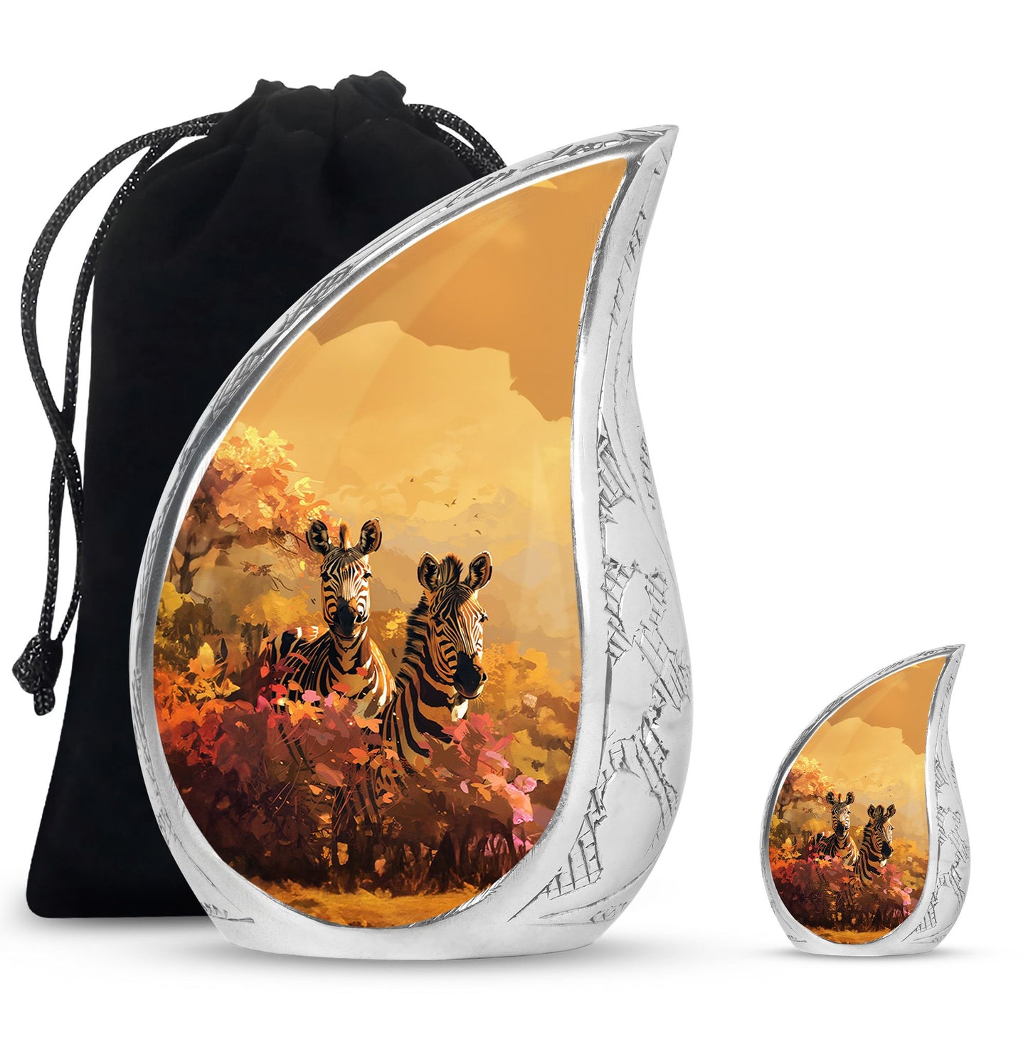 Personalized Zebra Cremation Urn for Human Ashes - 10-inch, 200 cu in - Yatskia