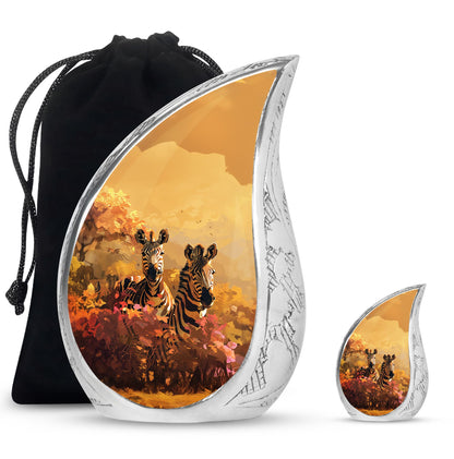 Personalized Zebra Cremation Urn for Human Ashes - 10-inch, 200 cu in - Yatskia