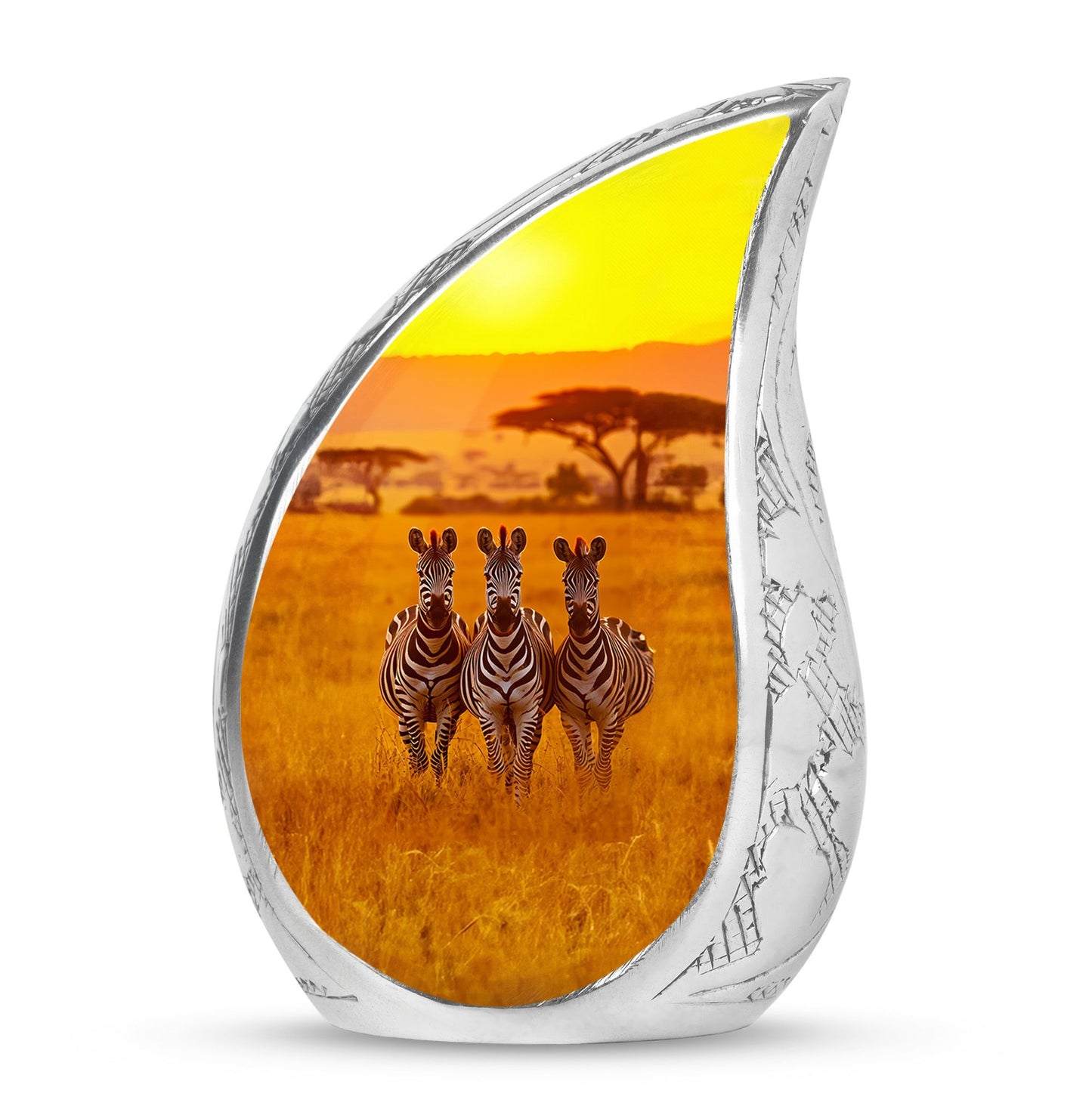 Personalized Zebra Memorial Urn for Human Ashes - 10-inch, 200 cu in - Yatskia