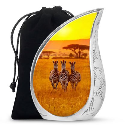 Personalized Zebra Memorial Urn for Human Ashes - 10-inch, 200 cu in - Yatskia