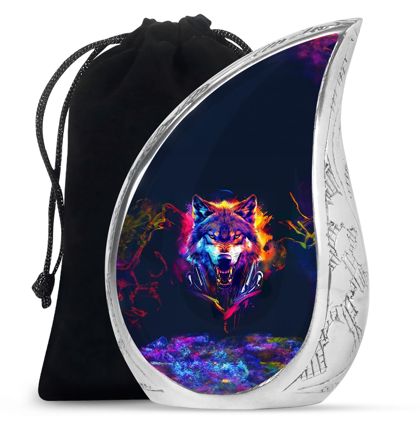 Personalized Wolf Keepsake Urn for Human Ashes - 10-inch, 200 cu in - Yatskia