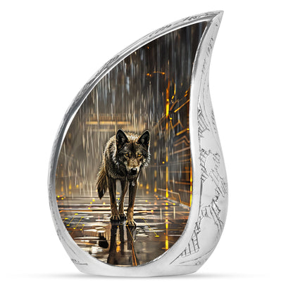 Personalized Wolf Keepsake Urn for Human Ashes - 10-inch, 200 cu in - Yatskia
