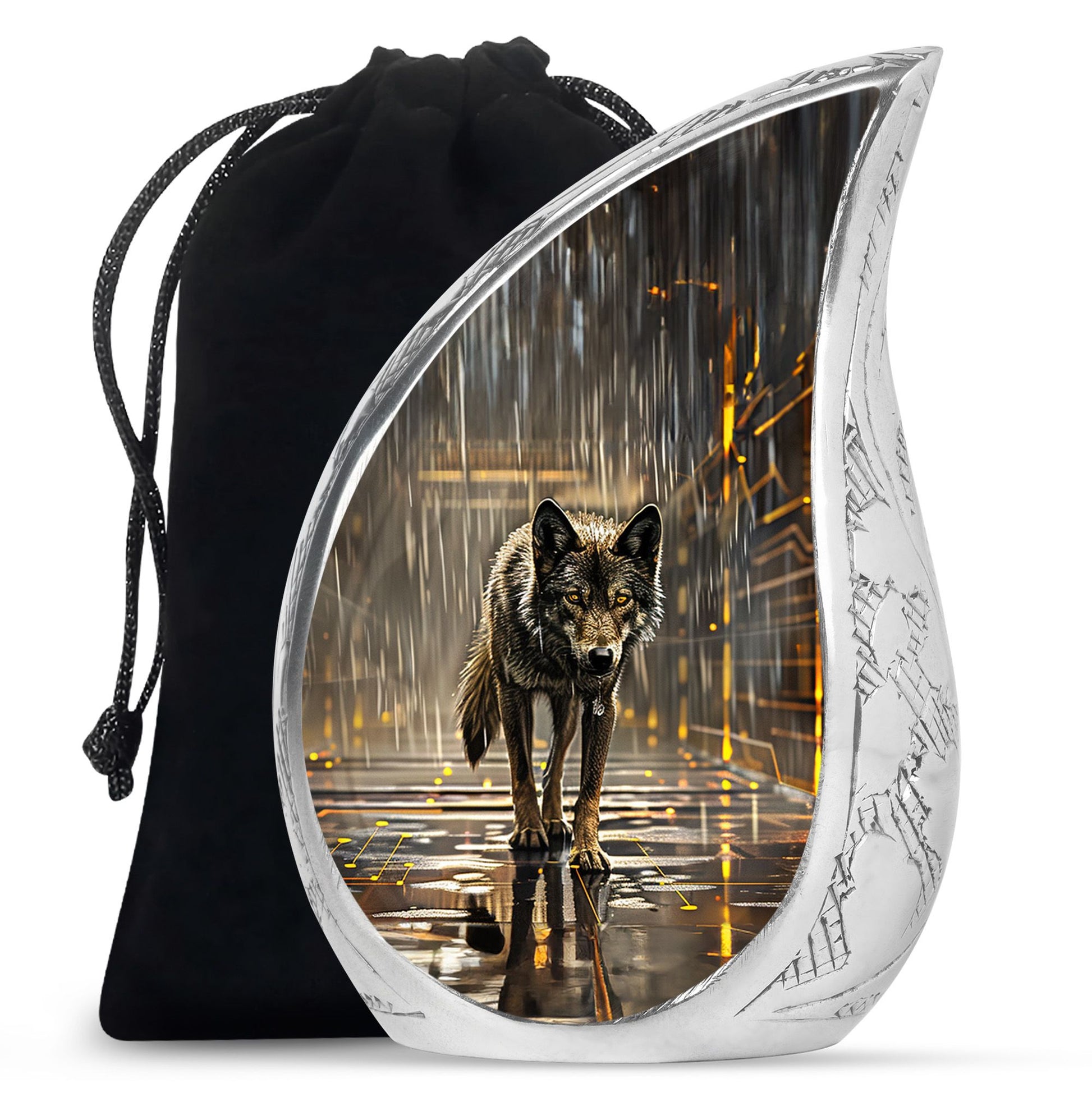 Wolf Urn For Ashes Adult Male Small Funeral, Ashes Memorial Urn