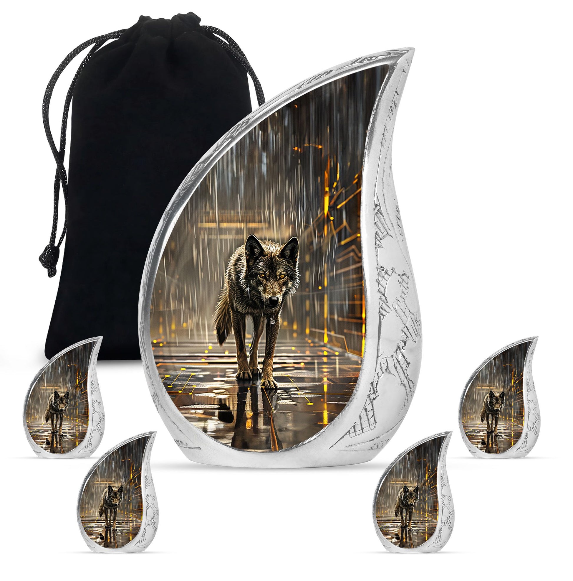 Wolf Urn For Ashes Adult Male Small Funeral, Ashes Memorial Urn