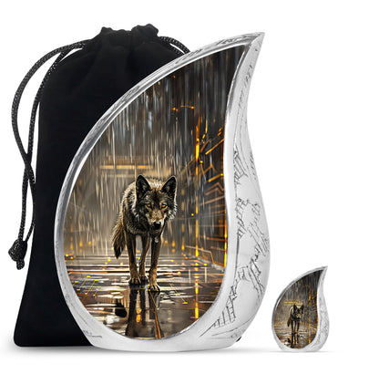Personalized Wolf Keepsake Urn for Human Ashes - 10-inch, 200 cu in - Yatskia